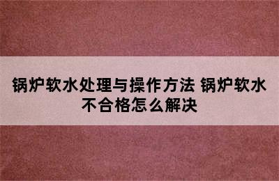 锅炉软水处理与操作方法 锅炉软水不合格怎么解决